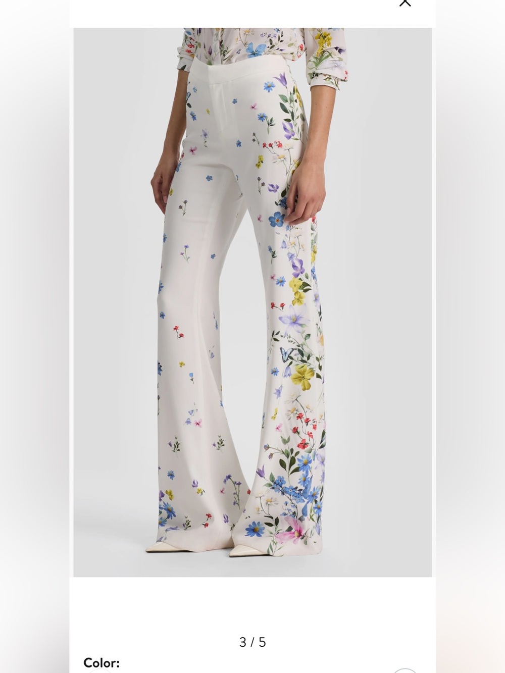 Nwt Alice + Olivia Ivory Wide-Leg Floral Pants